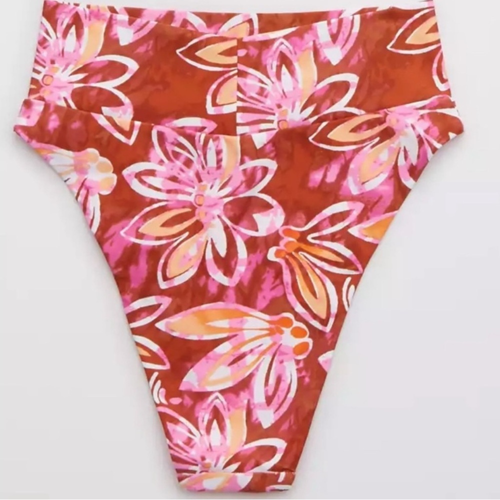 NWT Aerie High Cut Cheeky Tropical Floral Bikini Bottoms - Picture 4 of 7